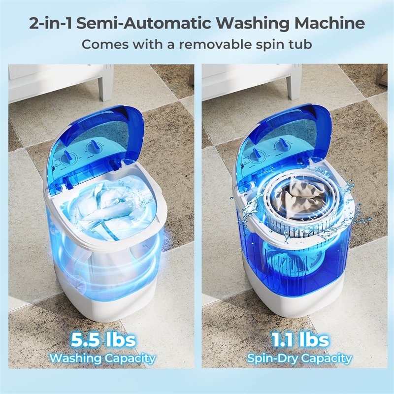 Portable Washing Machine 5.5 lbs Washer with Removable Spin Dry Tub Blue