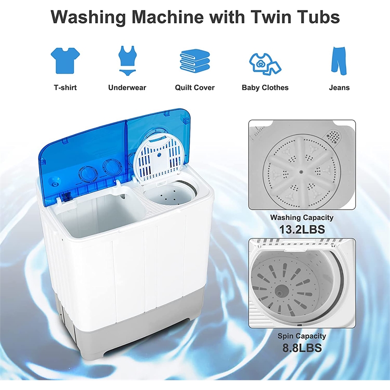 Portable Twin Tub Washing Machine Washer and SpinnerBlue