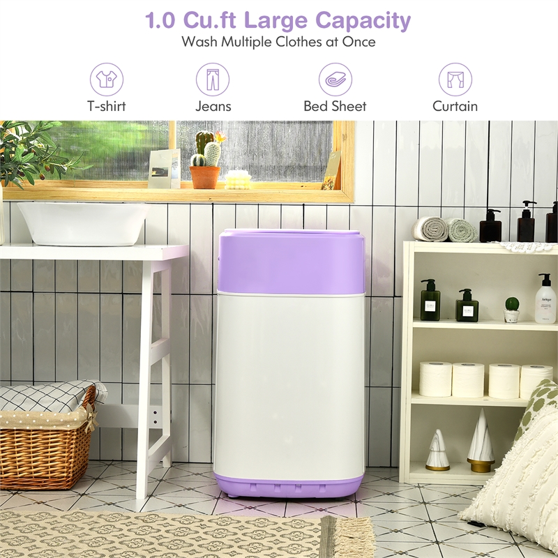 8lbs Portable Fully Automatic Washing Machine with Drain Pump Purple