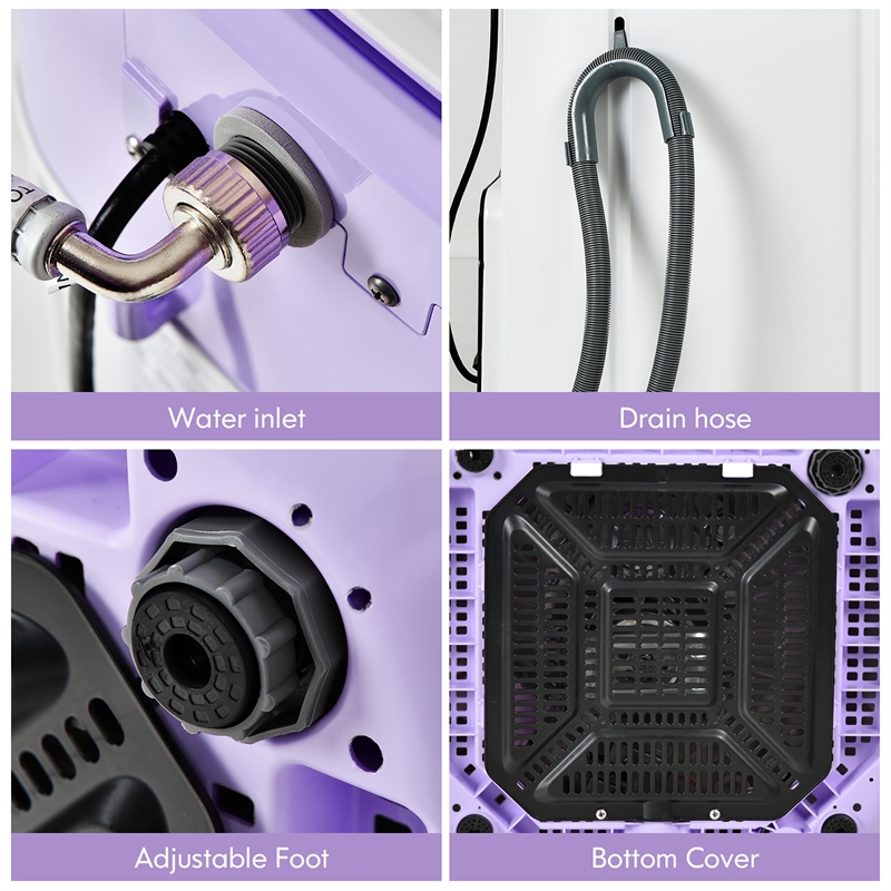8lbs Portable Fully Automatic Washing Machine with Drain Pump Purple