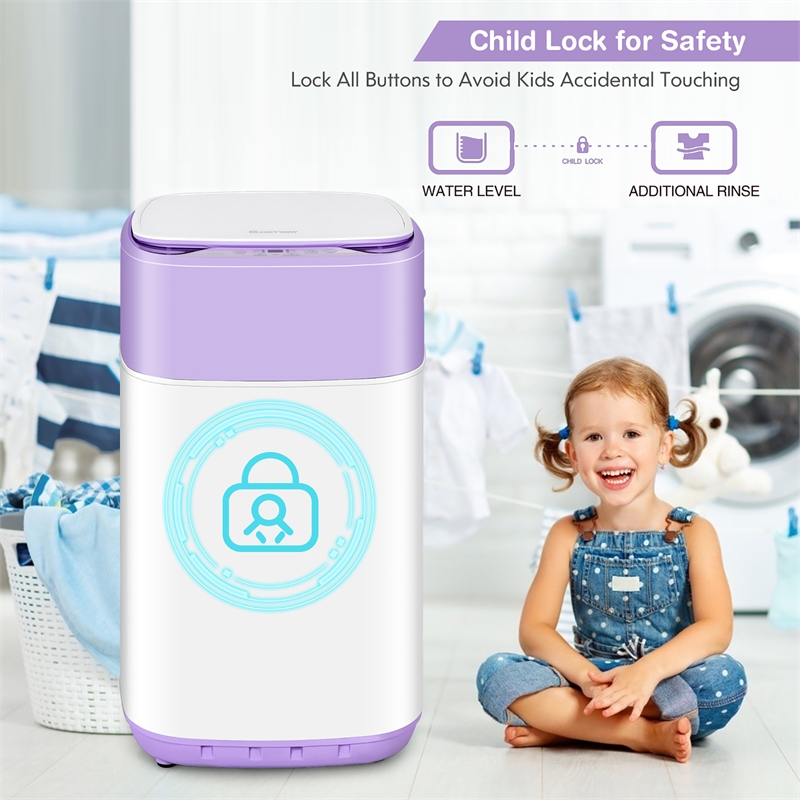 8lbs Portable Fully Automatic Washing Machine with Drain Pump Purple