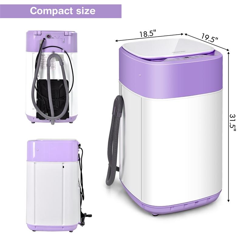 8lbs Portable Fully Automatic Washing Machine with Drain Pump Purple
