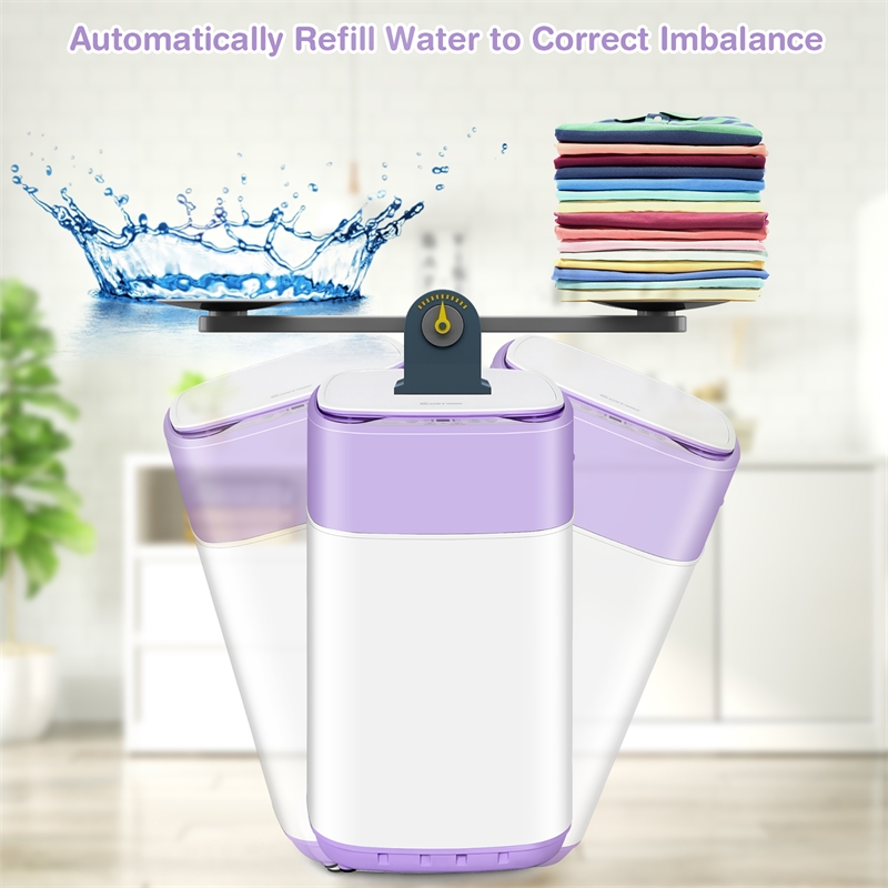 8lbs Portable Fully Automatic Washing Machine with Drain Pump Purple