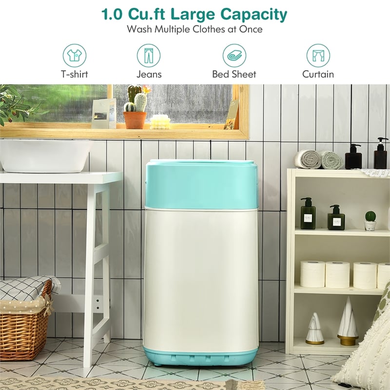 8lbs Portable Fully Automatic Washing Machine with Drain Pump Green