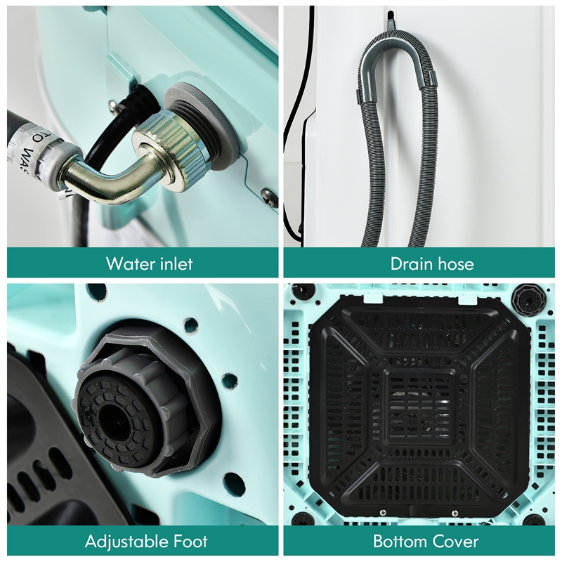 8lbs Portable Fully Automatic Washing Machine with Drain Pump Green