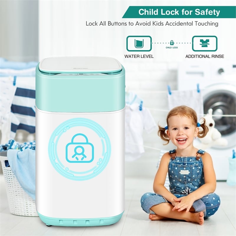 8lbs Portable Fully Automatic Washing Machine with Drain Pump Green