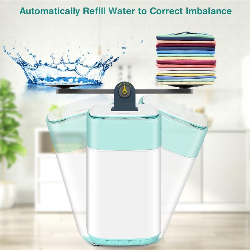 8lbs Portable Fully Automatic Washing Machine with Drain Pump Green