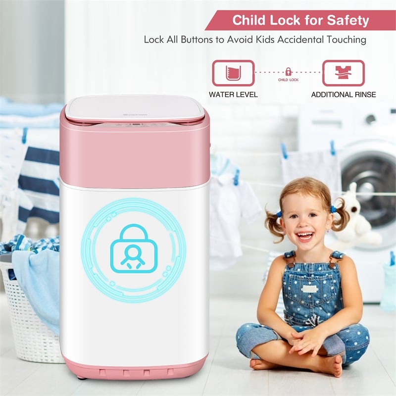 8lbs Portable Fully Automatic Washing Machine with Drain Pump Pink