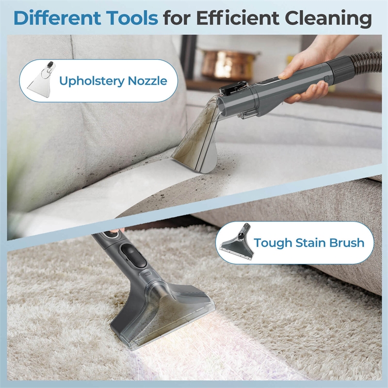 Carpet Cleaner Machine Powerful Suction Dual Water Tank Gray