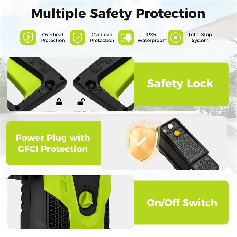 Ironmax Electric Pressure Washer with 4 Nozzles and Wheels Green