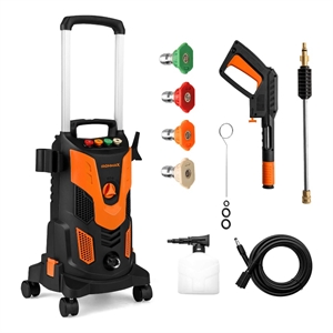 Ironmax Electric Pressure Washer with 4 Nozzles and Wheels for Orange