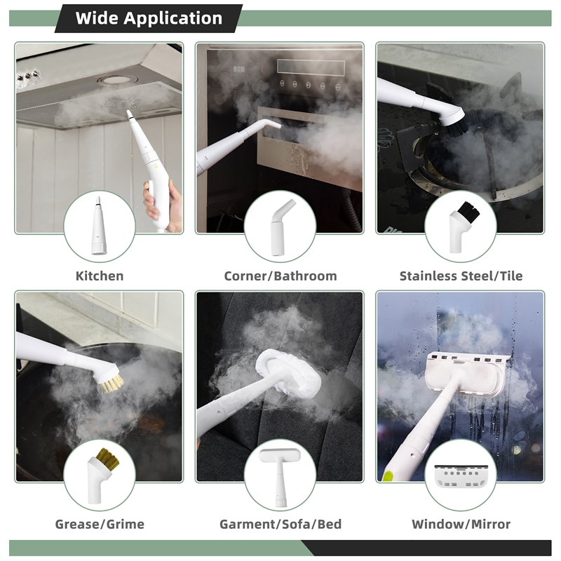 1000W Portable Hand held Steam Cleaner with 10 Accessories Green