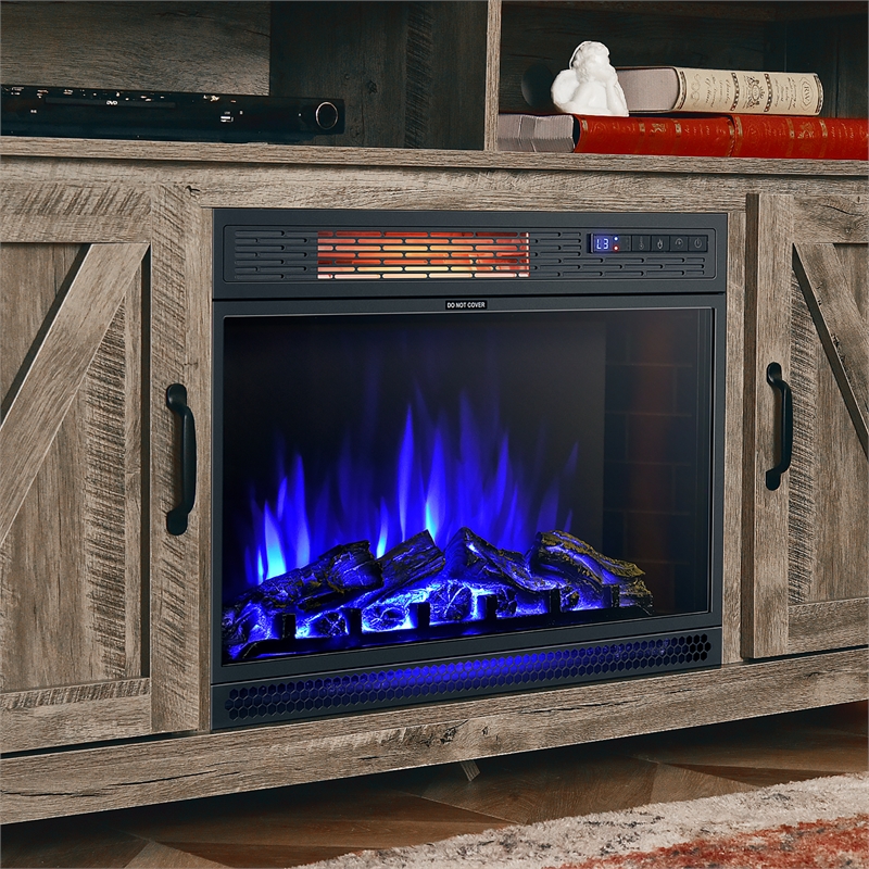 25inch Electric Fireplace Freestanding and Recessed Heater Black