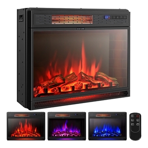 25inch Electric Fireplace Freestanding and Recessed Heater Black