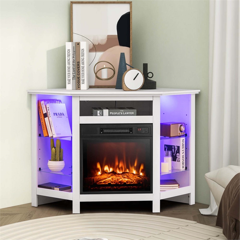 Fireplace TV Stands and 18inch Electric Fireplace for Tvs up to 50 inch White