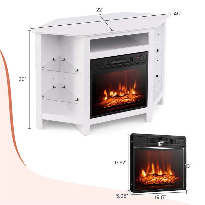 Fireplace TV Stands and 18inch Electric Fireplace for Tvs up to 50 inch White