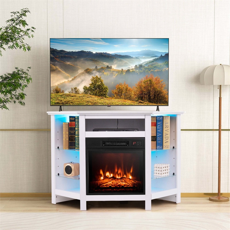 Fireplace TV Stands and 18inch Electric Fireplace for Tvs up to 50 inch White
