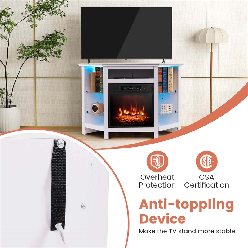 Fireplace TV Stands and 18inch Electric Fireplace for Tvs up to 50 inch White