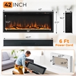 42inch Electric Fireplace Recessed Wall Mounted Freestanding Black