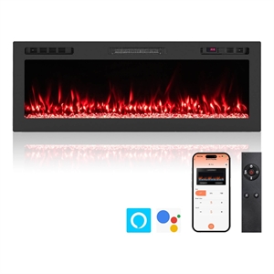50inch Smart WiFi Electric Fireplace Work with Alexa Black