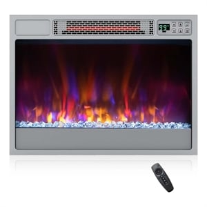 23 inch Infrared Quartz Electric Fireplace Insert with Remote Control Silver