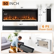 50inch Electric Fireplace Recessed Wall Mounted Freestanding Black