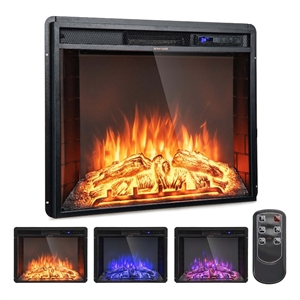 26 Inch Recessed Electric Fireplace heater with Remote Control Black