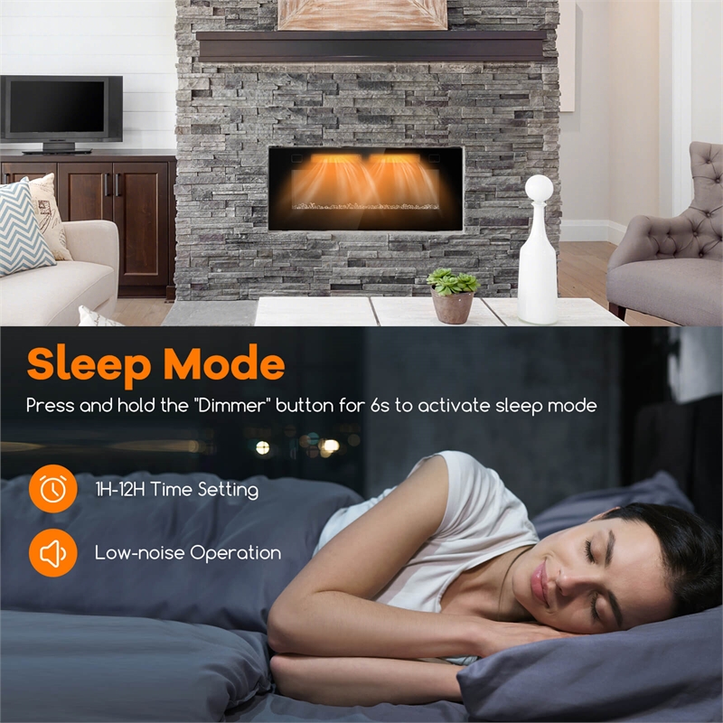 42 Inches Ultra Thin Electric Fireplace Wall Mounted and Fireplace Black