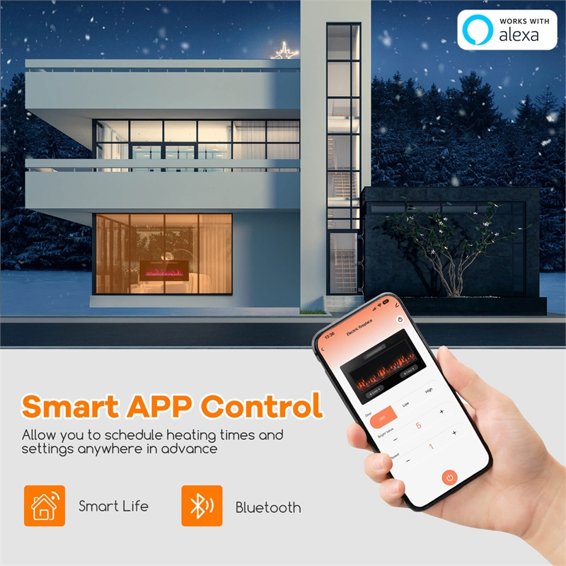 42 Inches Ultra Thin Electric Fireplace Wall Mounted and Fireplace Black