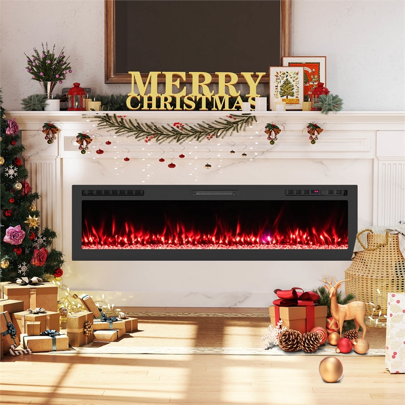 68inch Smart WiFi Electric Fireplace Work with Alexa 12H Timer Black
