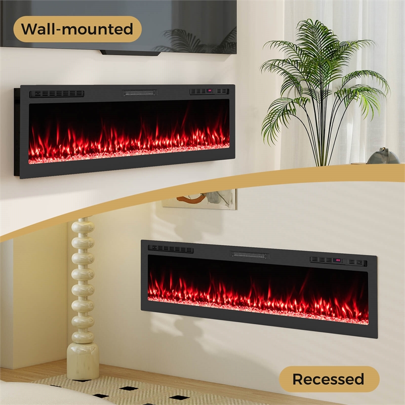 68inch Smart WiFi Electric Fireplace Work with Alexa 12H Timer Black