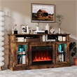 58inch Fireplace TV Stand with LED Lights for 65 Inch TV Brown