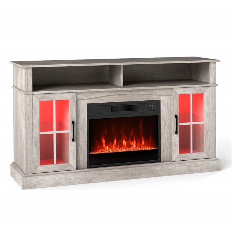 58inch Fireplace TV Stand with LED Lights for 65 Inch TV Gray