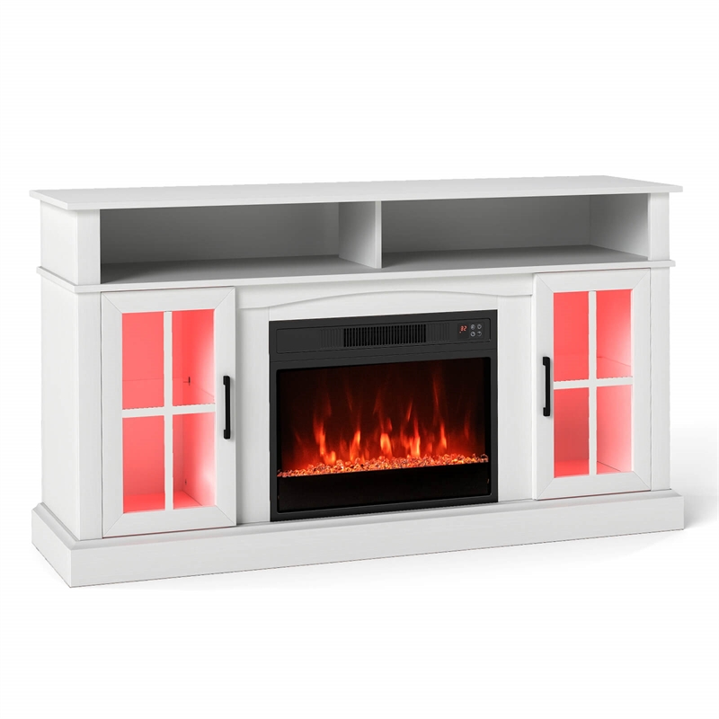 58inch Fireplace TV Stand with LED Lights fer for 65 Inch TV White