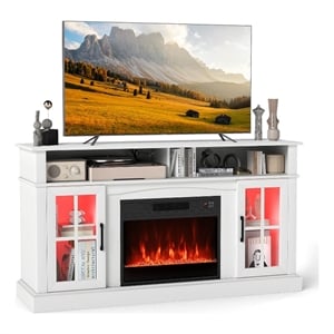 58inch Fireplace TV Stand with LED Lights fer for 65 Inch TV White
