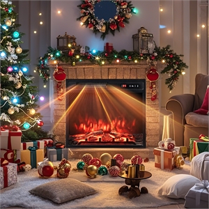 18inch Electric Fireplace Insert with 9H Timer Overheat Protection Black