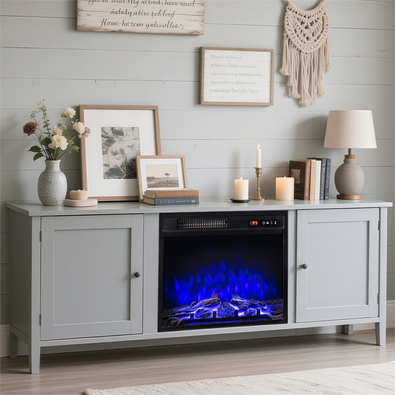 18inch Electric Fireplace Insert with 9H Timer Overheat Protection Black