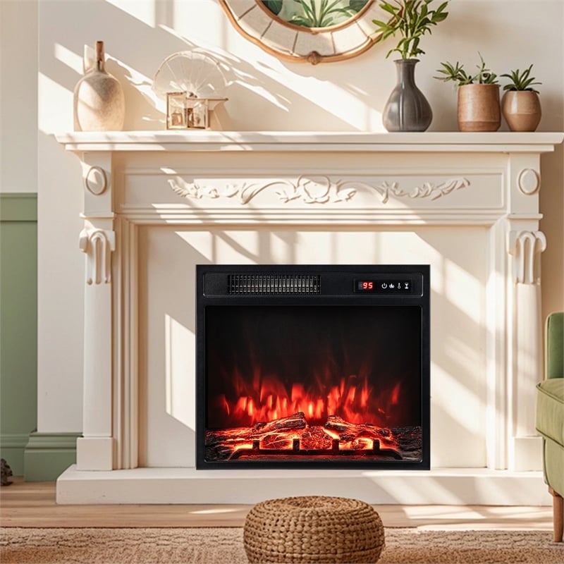 18inch Electric Fireplace Insert with 9H Timer Overheat Protection Black