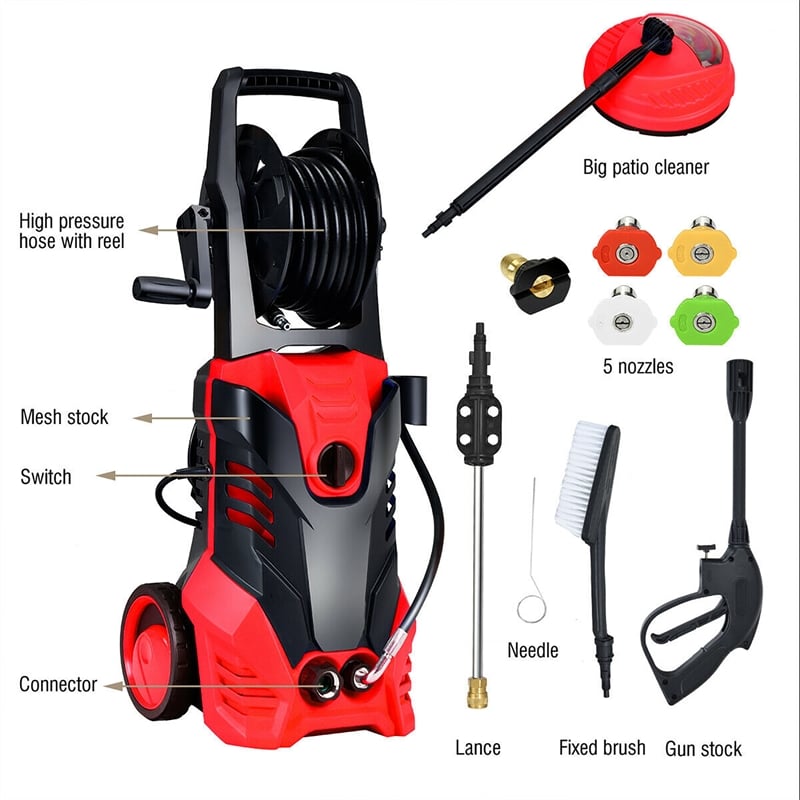 3000PSI Electric High Pressure Washer Machine 2 GPM 2000W Red