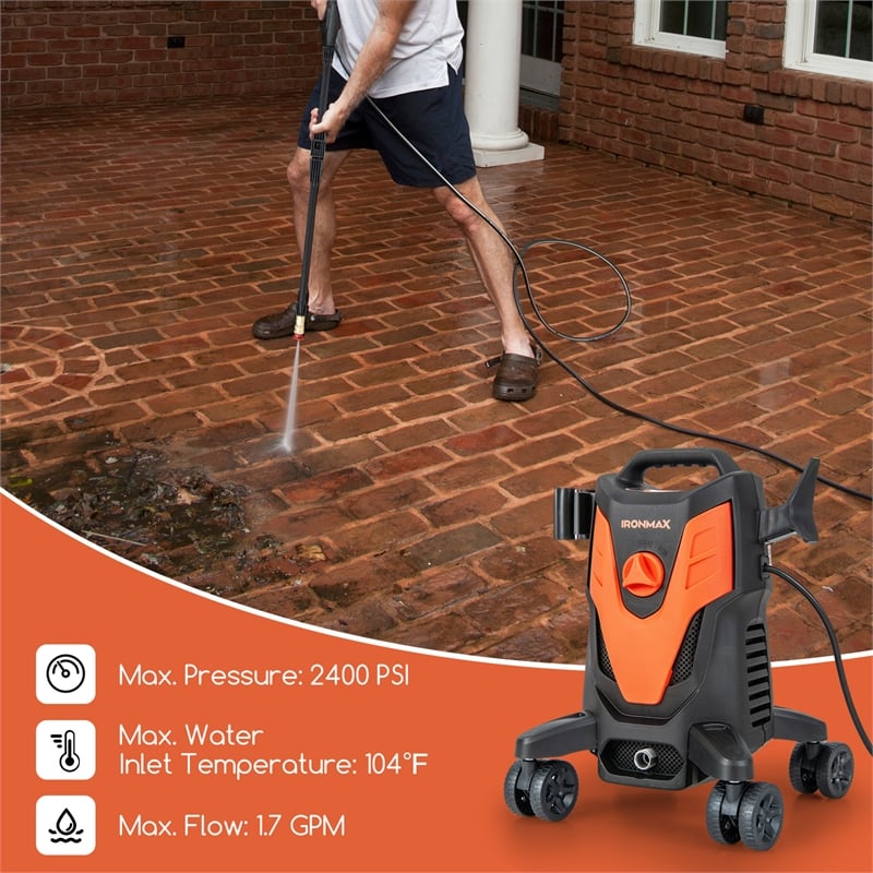 Ironmax 2400 PSI High Pressure Cleaner Electric Pressure Washer Orange