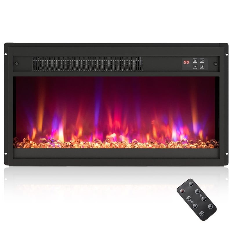23inch Electric Fireplace Insert Recessed 1500W Fireplace Heater Black