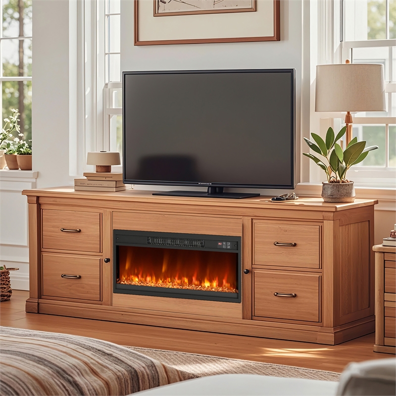 26inch Electric Fireplace Insert Recessed 1500W Fireplace Heater Black