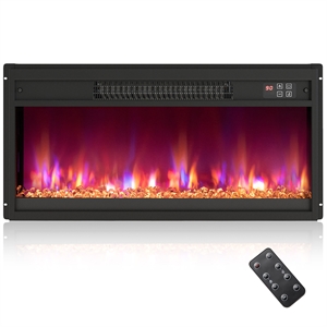 26inch Electric Fireplace Insert Recessed 1500W Fireplace Heater Black