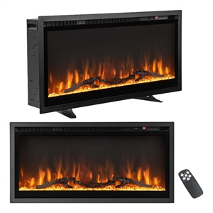 36inch Electric Fireplace Wall Mounted Freestanding with Remote Control Black