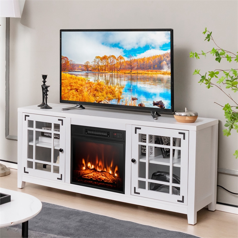 58 Inches Fireplace TV Stand for TVs up to 65 Inches White