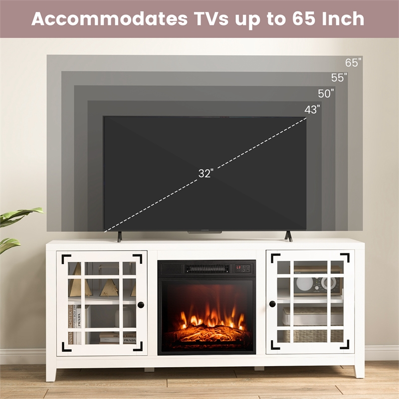 58 Inches Fireplace TV Stand for TVs up to 65 Inches White