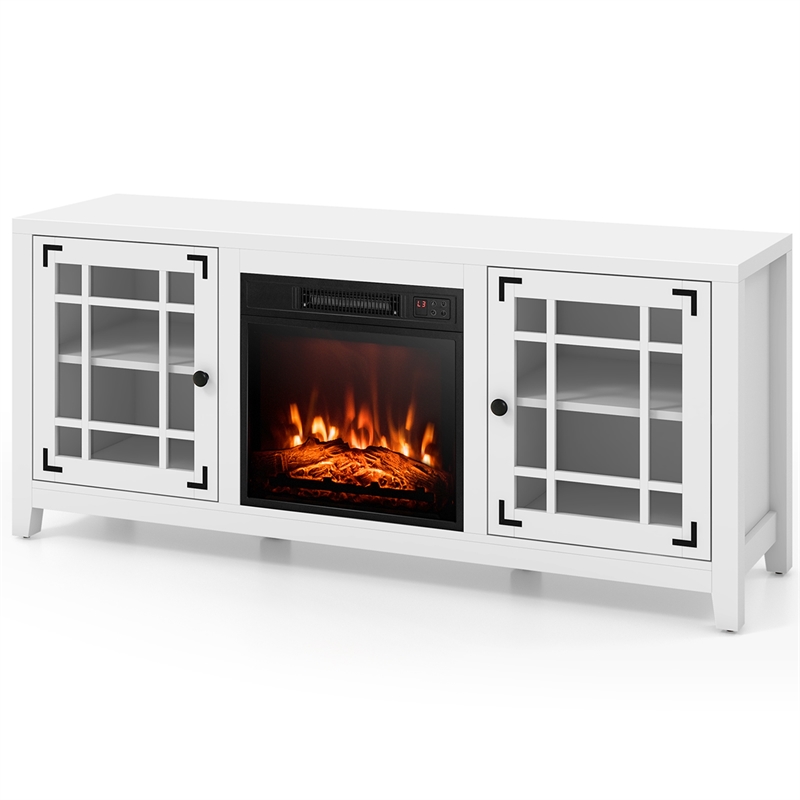 58 Inches Fireplace TV Stand for TVs up to 65 Inches White