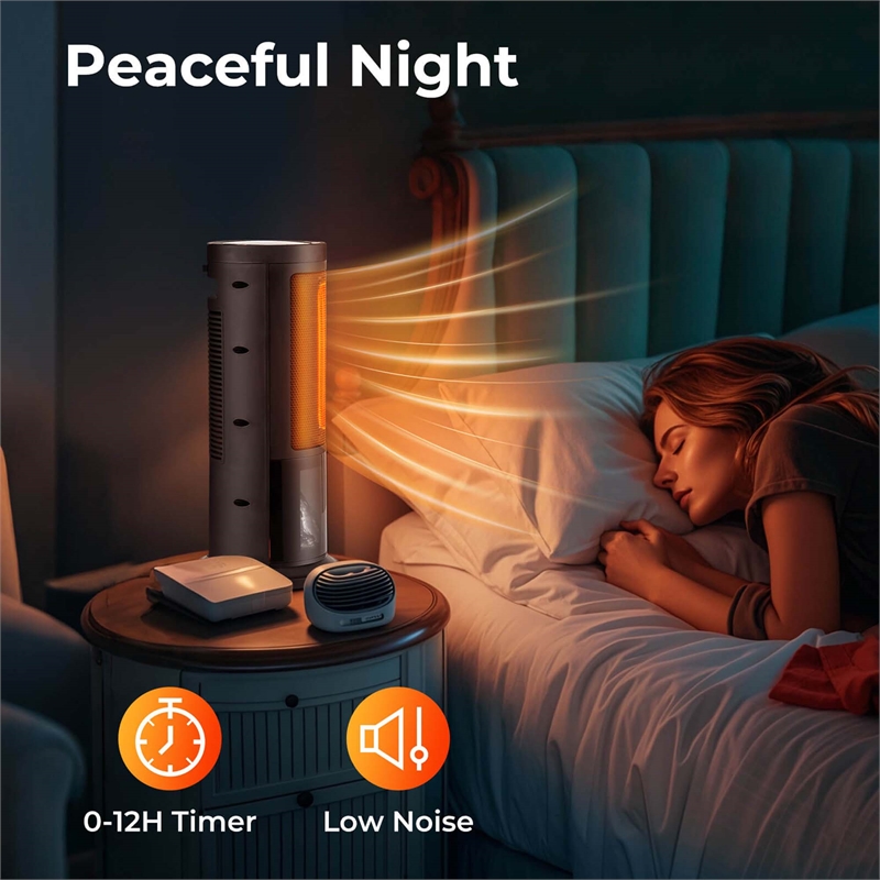 17 Inch Tower Space Heater for Indoor Use 1500W PTC Fireplace Heater Black