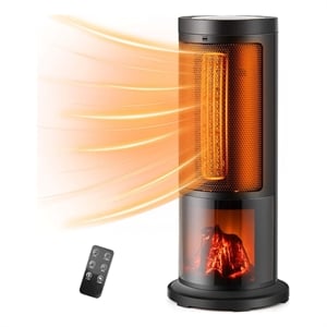 17 Inch Tower Space Heater for Indoor Use 1500W PTC Fireplace Heater Black