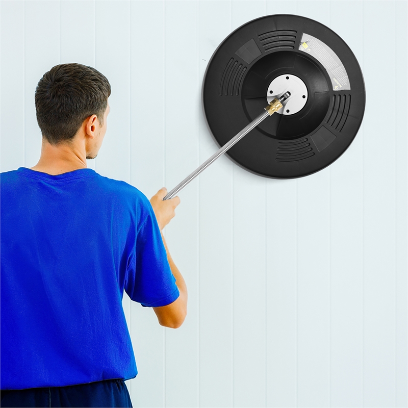 16inch Pressure Washer Surface Cleaner Attachment with 2 Extension Wand Black